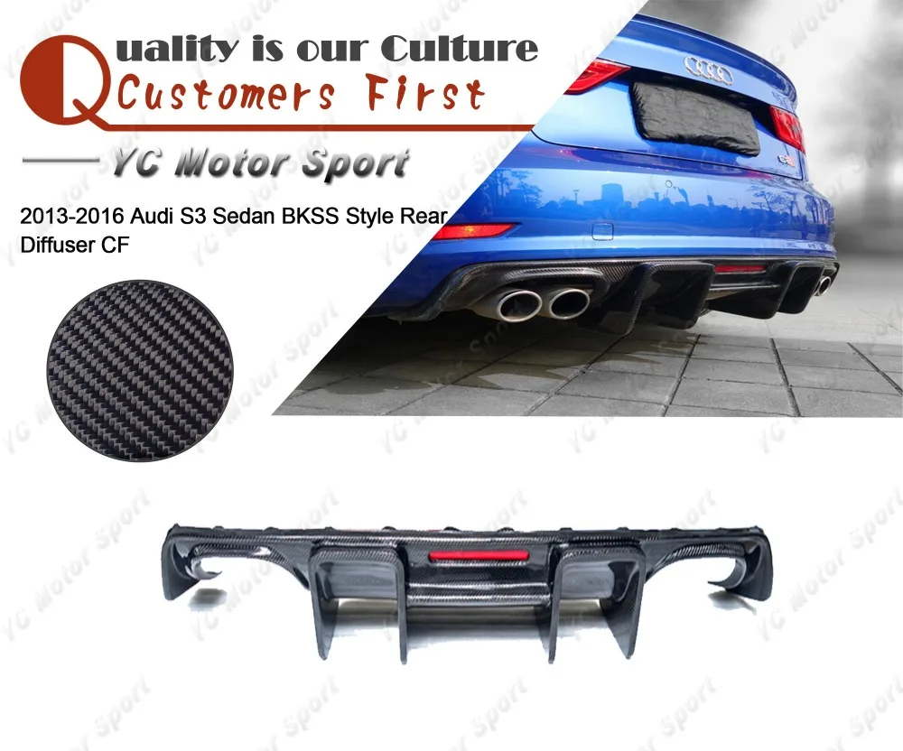 

Car Accessories Carbon Fiber BKSS Style Rear Diffuser with Light Fit For 2013-2016 S3 Sedan Rear Bumper Diffuser Lip