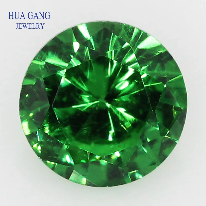 

Crystal Zirconia Stone Round Green Brilliant Cut Loose Stones Synthetic Gems Beads For Jewelry 3mm~12mm AAAAA