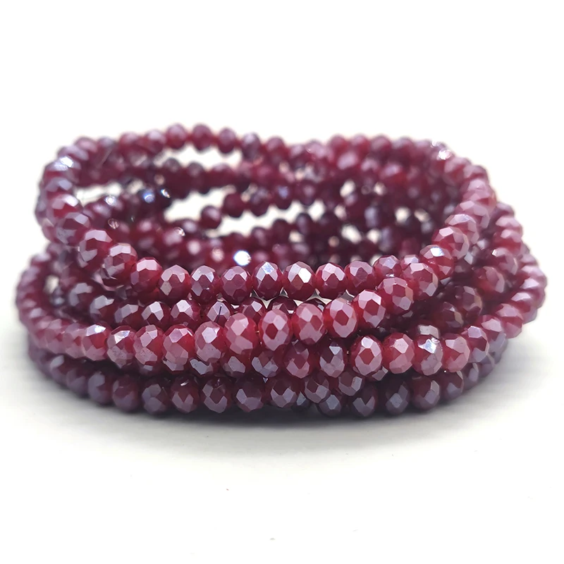 Faceted Dark Red Plated Glass Crystal Beads Round Spacer Loose Beads for Jewelry Making Necklace Bracelet DIY 2 3 4 6 8mm