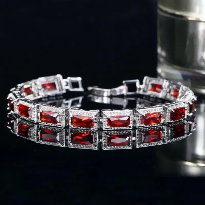 Fashion Ladies Wedding Wristband Silver Color Cubic Zirconia Crystal Chain Bracelet Anniversary Romantic Gift