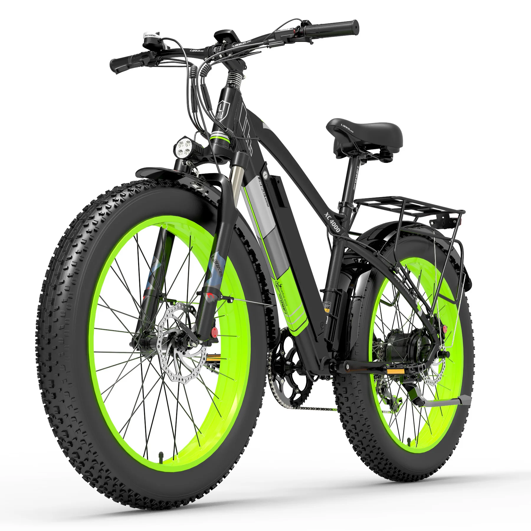 XC4000 1000W 48V Electric Bike, 26 Inch Snow Bike Fat Tire Bicycle, Front & Rear Hydraulic Disc Brake