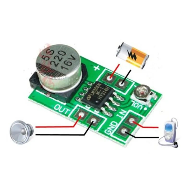 Adjustable Mini LM386 DC 3.8V-12V 150mA 5V  Audio Power Amplifier Board Micro Amp Module Max 750mW high Impedance Voice AMP