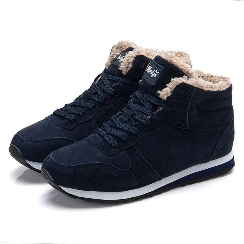 Men's Boots 2021 Winter New Sports Shoes Snow Boots Men's Lace-up Suede Ankle Boots Flat Men's Vulcanized Shoes Large Size