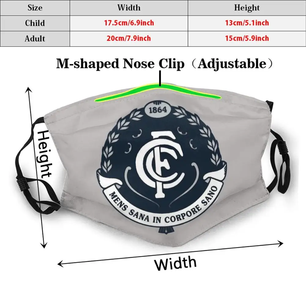 Sanea-mascarilla facial reutilizable con estampado divertido para hombre, máscara con filtro Pm2.2410, Cfc 1864, Academy 1864, Football Club, Afl