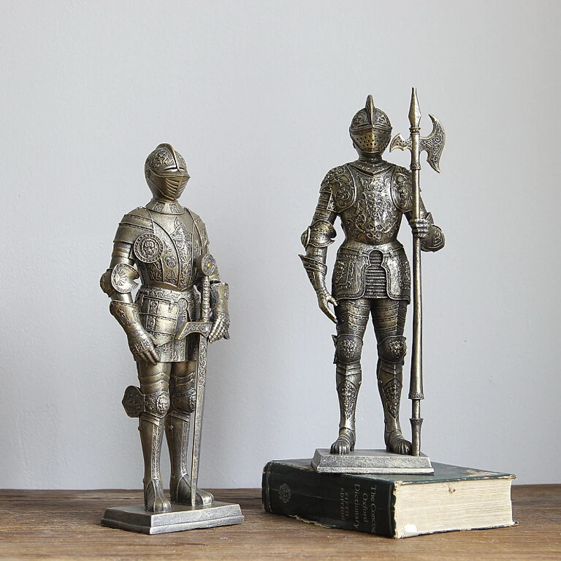 

Retro Iron Knights Ornaments High-grade Resin Home Furnishing Roman Soldiers Figurines Home & Office Decor