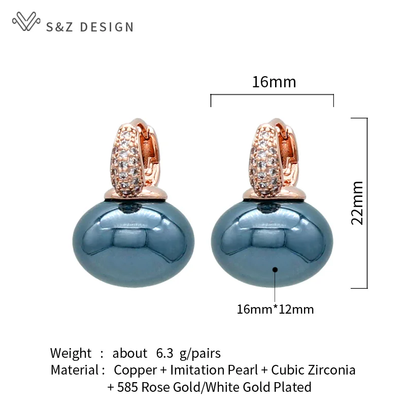 S & Z DESIGN Neue Mode Brot Runde Große Perle Baumeln Ohrringe Für Frauen Hochzeit Schmuck Geschenk Temperament Zirkonia Eardrop – Detail 9
