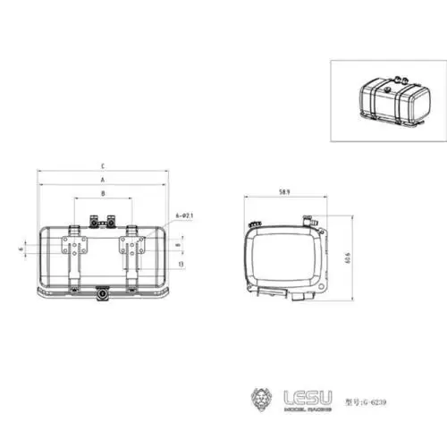 LESU Metal 70/80/90/100MM zbiornik paliwa 1/14 DIY Tamiyaya hydrauliczne wywrotka ciągnik siodłowy TH15874