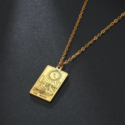 LIKGREAT Tarot Card Necklace Major Arcana Tarots Stainless Steel Necklaces Divination Jewelry Birthday Gift for Women Men