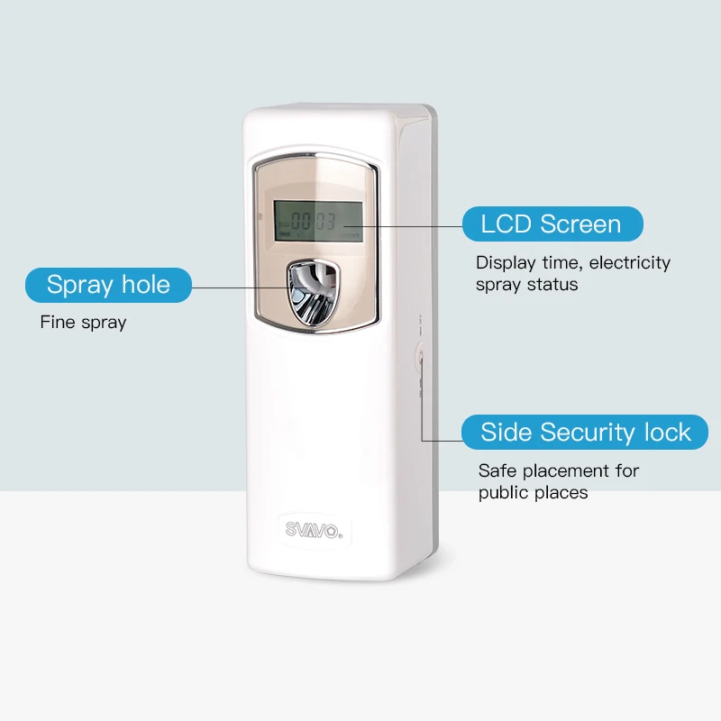 SVAVO Automatic Aerosol Dispenser Wall mounted Air Freshener Automatic Spray Machine with LCD Screen for Bathroom Living Room