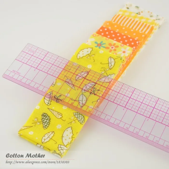 100% baumwolle Stoff Streifen Gelb Thema Sets 5cm x 100cm 7 Teile/los Gelee Rolle für Nähen Spielzeug Tildas quilten Patchwork Handwerk – Detail 4