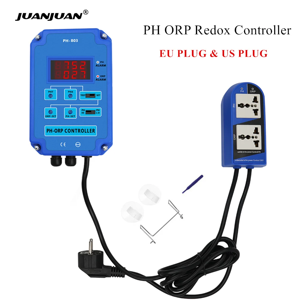 

2 in 1 Controller Monitor Digital pH ORP Redox with Output Power Relay Control Electrode Probe BNC for Hydroponics Plants