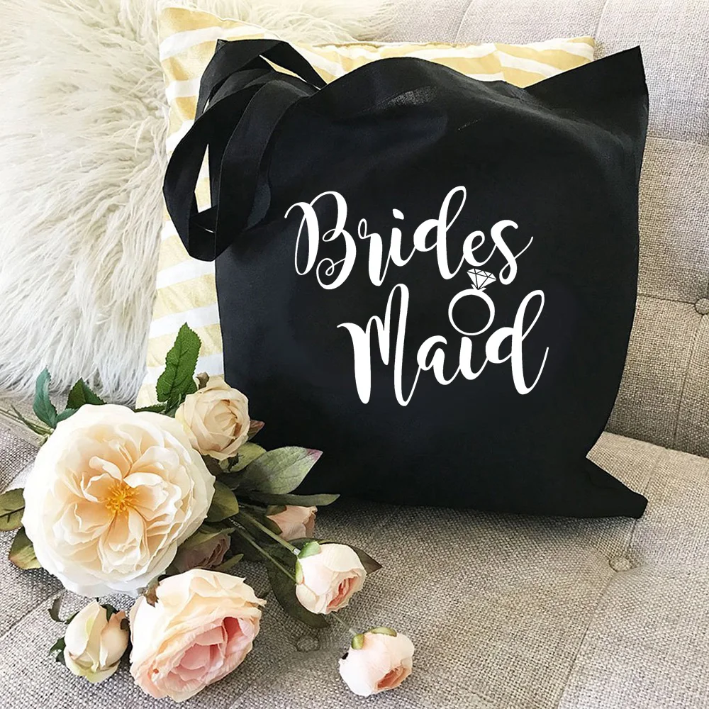 Team Bride Print Bridesmaid Tote Bags Shopping Canvas Bag Women Bachelorette Wedding Bridal Party Gift Graphic Female Hipster