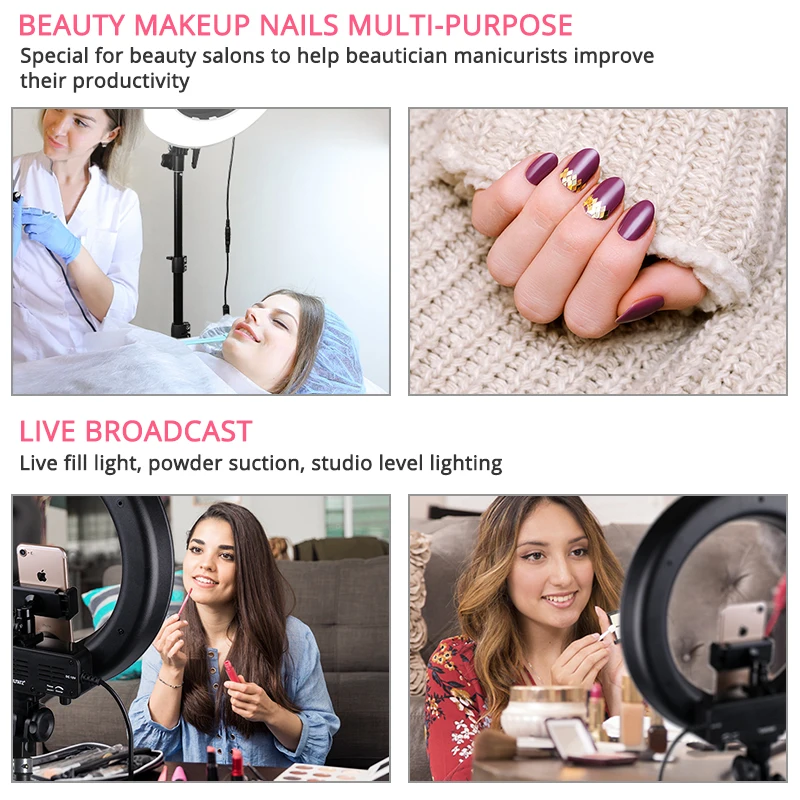 TRAVOR Ring Light lampada ad anello da 14 pollici con treppiede dimmerabile 5500K per Studio Fill Light YouTube Live Makeup lampada anulare rotonda a LED