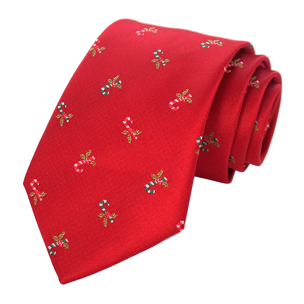JEMYGINS Neuartige Weihnachtskrawatten, Weihnachtsmann-Schneeflocken-Krawatte, Rot-Grüne Seiden-Jacquard-Krawatte für Männer und Kinder, Weihnachtsgeschenk – Detail 25