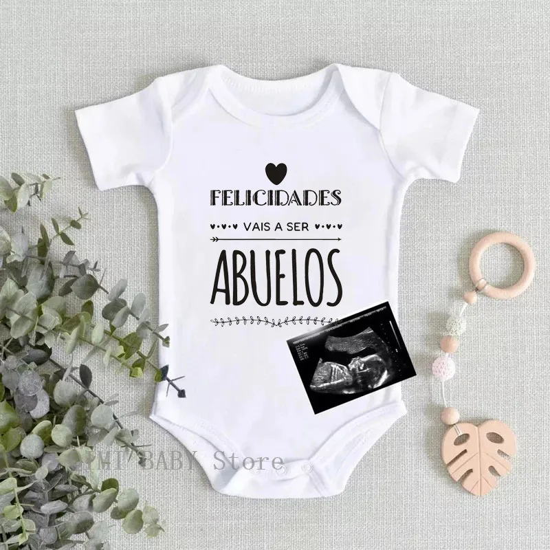 Vais a ser Abuelos Baby Bodysuit Pregnancy Announcement Cotton Baby Coming Soon Ropa Outfit Summer Short Sleeve Romper Wear