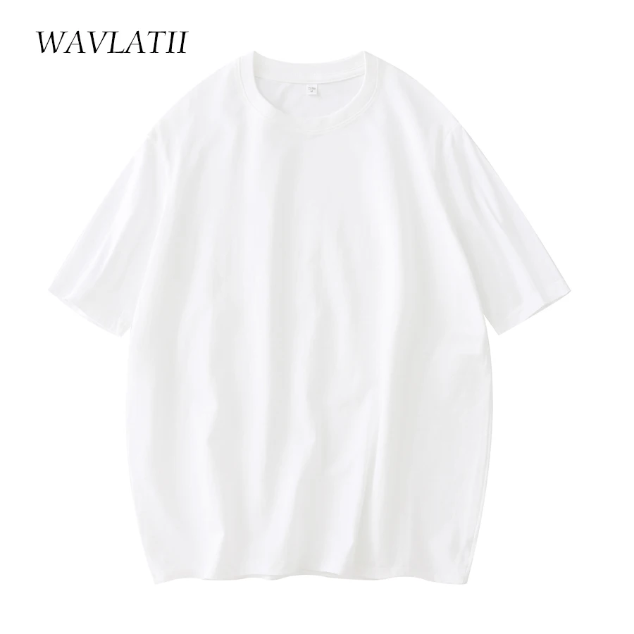 WAVLATII Women New Cotton T shirts Female Soft White Black Tees Lady Plus Size Basic Tops for Summer WT2102