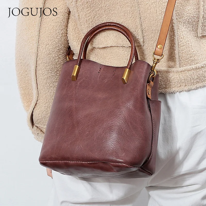 Fashion Multi-Function Cowhide Leather Fashion Retro  Contracted Brand Chic  Shoulder Bags Head Layer Cowhide Women Bags