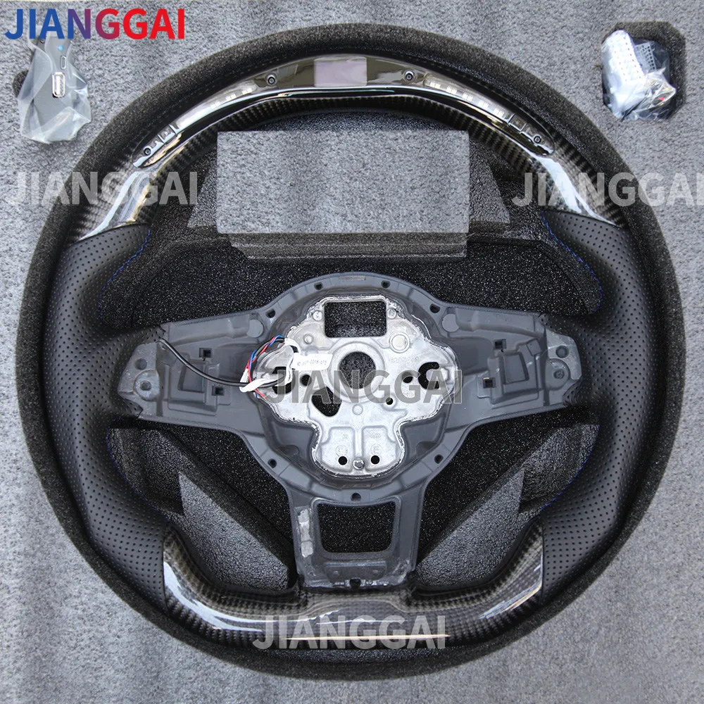 Carbon Fiber Steering Wheel For Volkswagen VW Mk7 Golf 7 Mk7.5 GTI Scirocco Polo GTS Customized LED Racing Wheel 2015-2019