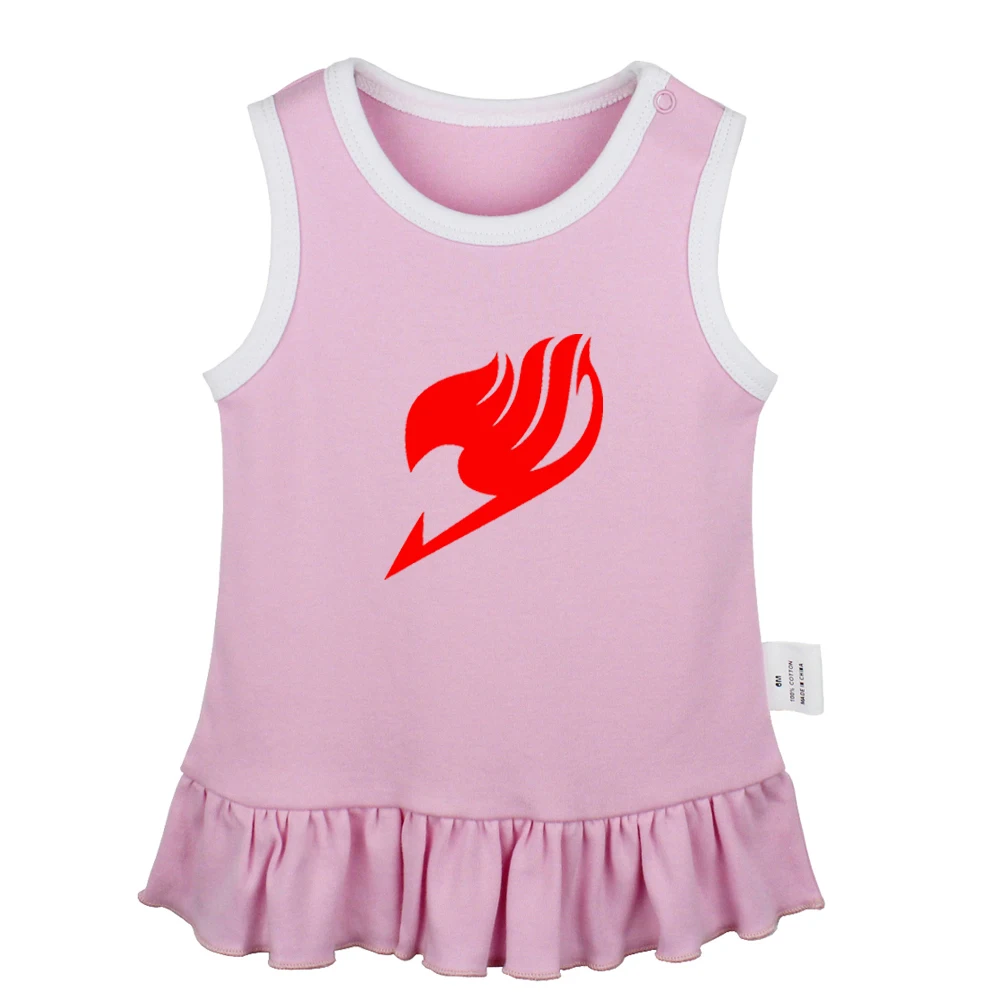 Cute Cartoon Princess Belle Fairy Tail Guild Symbol Newborn Baby Girls Dresses Toddler Sleeveless Dress Infant Cotton Clothes