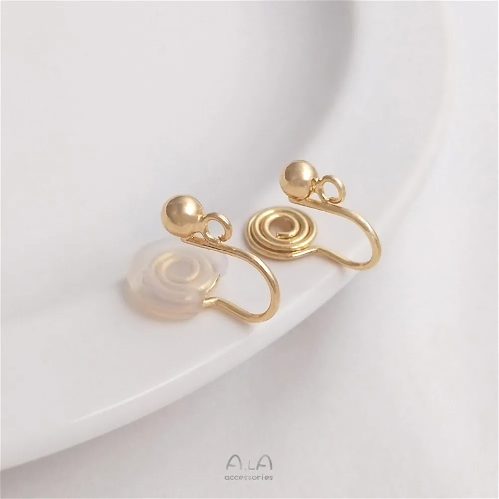 14K Gold Plated Without ear hole, bean ear, mosquito coil, silicone ear bone clip, DIY ear accessories material