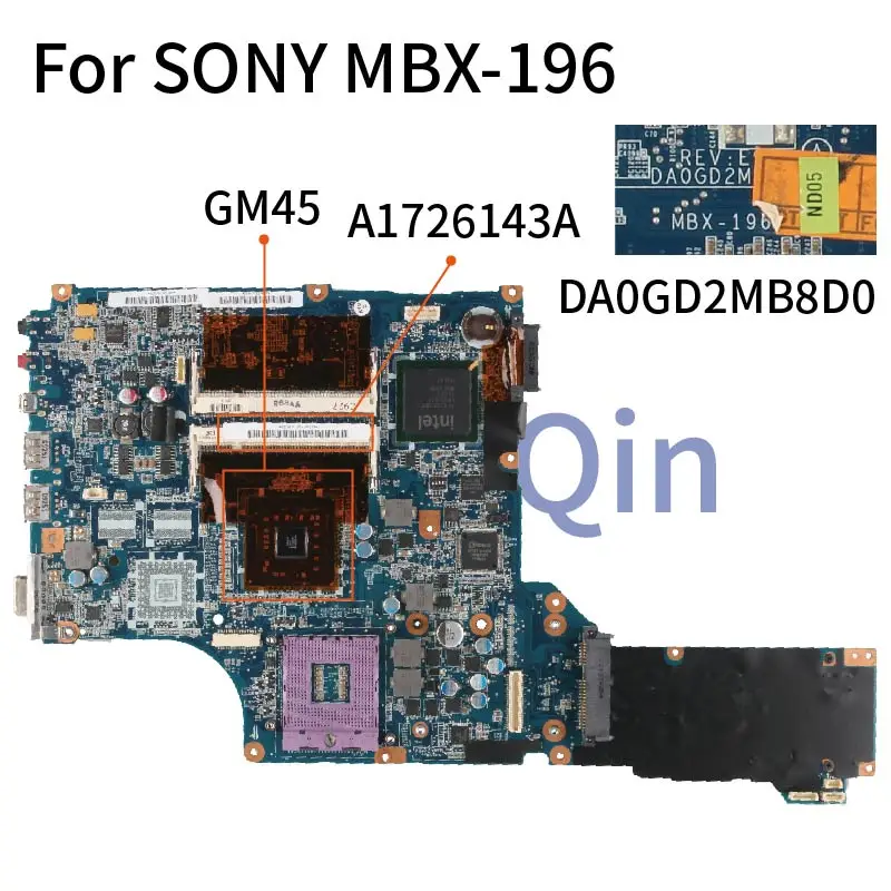 

For SONY Vaio VGN-CS MBX-196 Notebook Mainboard A1726143A DA0GD2MB8D0 GM45 DDR2 Laptop Motherboard