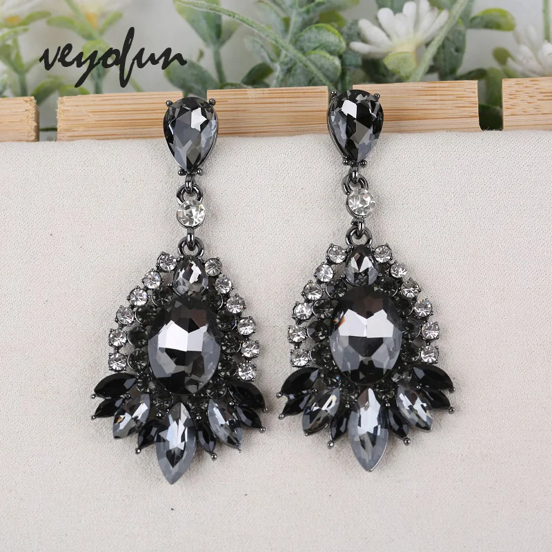 Veyofun Luxury Classic Crystal Dangle Earrings Hyperbole Drop Earrings for Women Fashion Jewelry New Gift