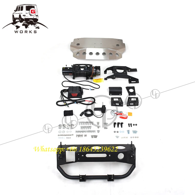 front winch bracket with winch for g wagon W463 W463A G63 G500 4X4 winch guard kit stainless steel