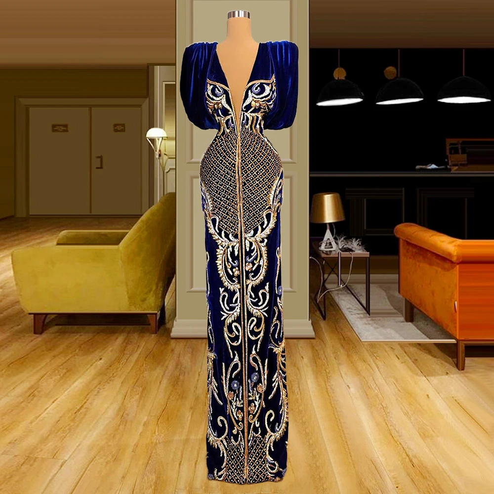 Arabic Formal Prom Dress Long Sleeve Evening Party Gowns Celebrity Dresses for Red Carpet Runway Show 2022