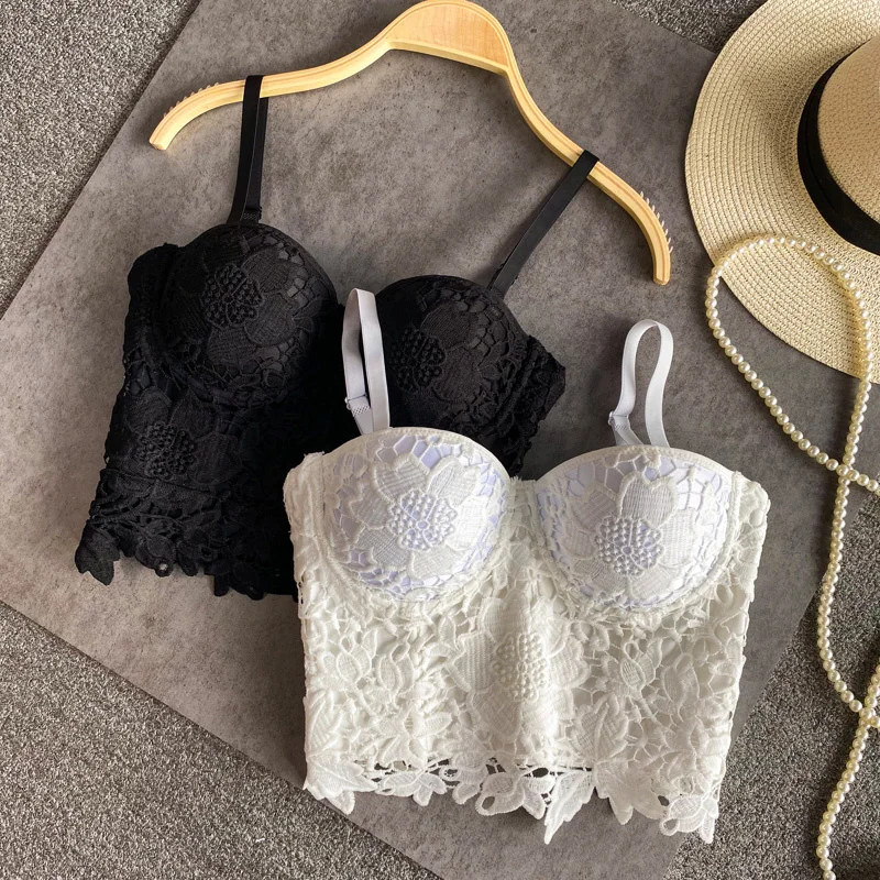 

Fashion Summer 2024 Girls Bodysuit Lace Bra Black White Women's Push Up Backless Tops Slimming Sexy Corset Lingerie For Back
