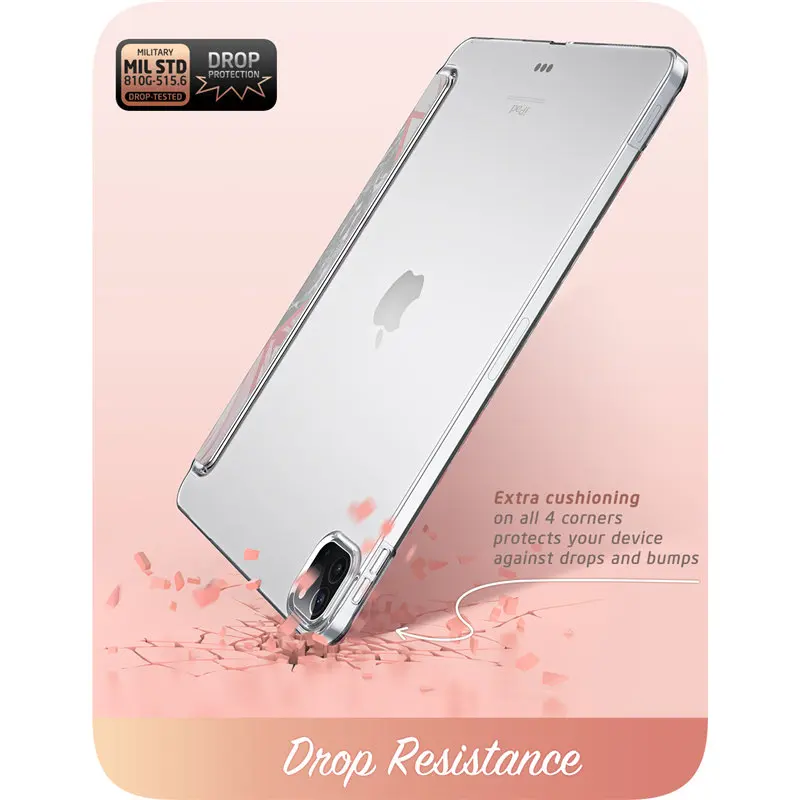 Pour iPad Pro 12.9 étui (2022/2021/2020) i-blason Cosmo Lite mince support à trois volets étui de protection arrière rigide transparent intelligent