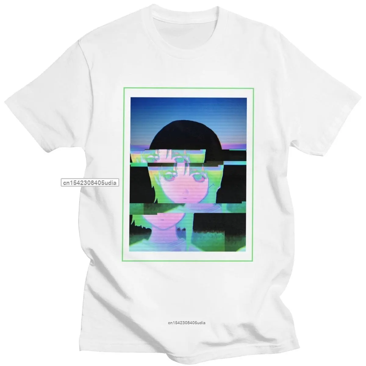 Serial Experiments Lain Tee Shirt Men Cotton Glitched Iwakura Manga Girl Sci Fi Anime Tshirt Short Sleeve Casual T Shirt Tshirt