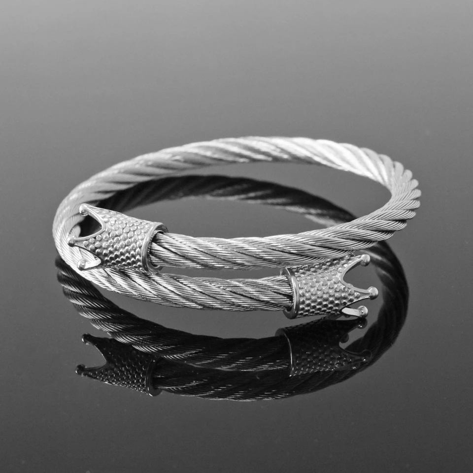 New Luxury Royal Crown Bracelet Fashion New Stainless Steel Cable Bracelets for Women Men Charm Geometry Brand Jewelry