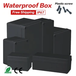 New Plastic Screw Black Box Outdoor Waterproof Case Plastic Box Electronic Project Case Instrument Waterproof Junction Housing