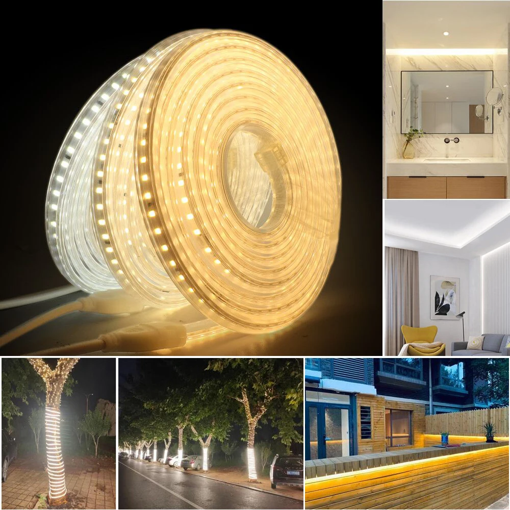 220V LED Strip IP67 Waterproof 20cm Cut 120leds/m 2835 Flexible LED Light Lamp Natural white 4000K White 6000K