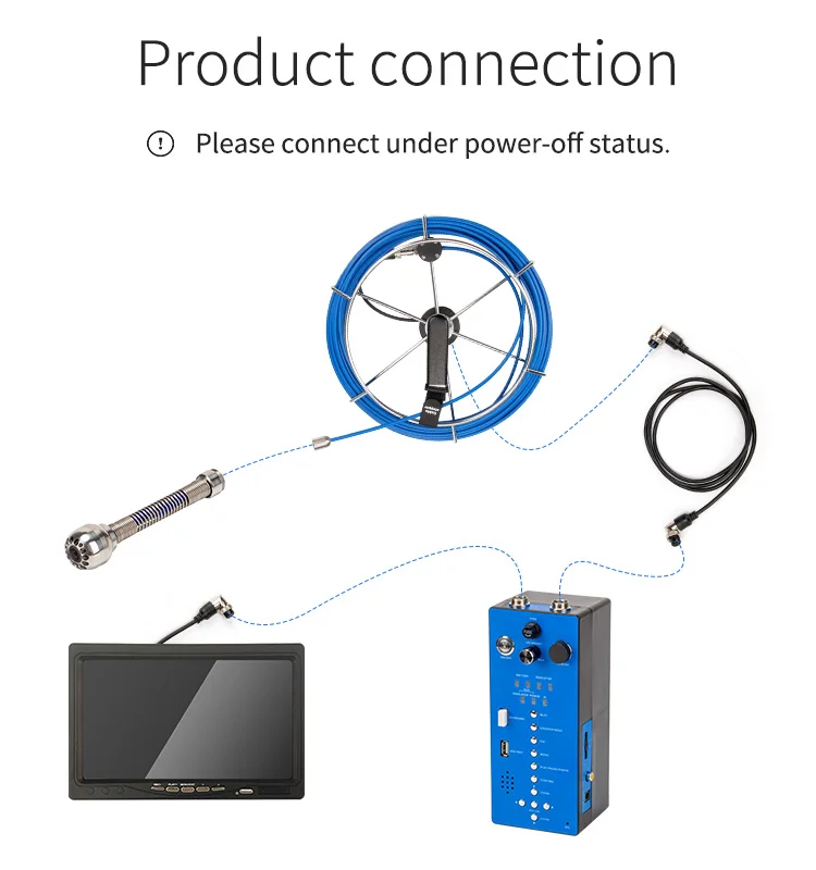 25mm Pipe Inspection Equipment Camera Used For 7inch Color Screen Sewer Pipe Inspection Crawler Camera System 20m Cable With DVR