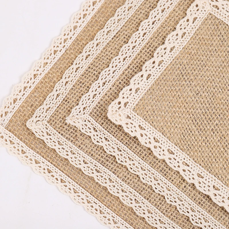 1Pc Creative Jute Placemats Photo Prop Decoration Table Placemat Resistant Heat Non-Slip Home Linen Fabric Washable Bowl Cup Mat