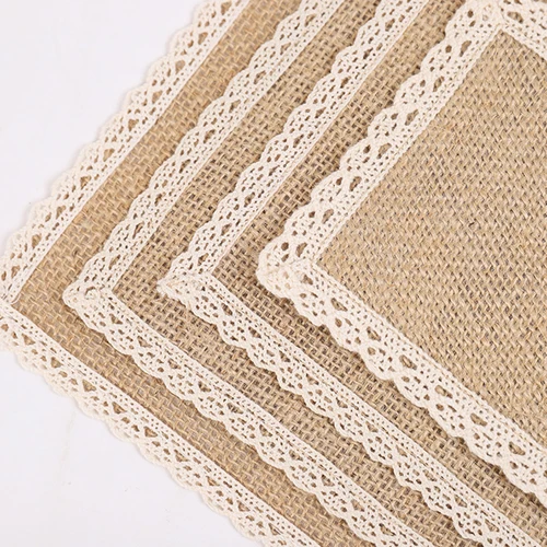 창의적인 황마 플레이스매트 사진 소품 장식 테이블 플레이스매트, 내열성 미끄럼 방지 홈 리넨 원단, 세척 가능한 그릇 컵 매트, 1PC