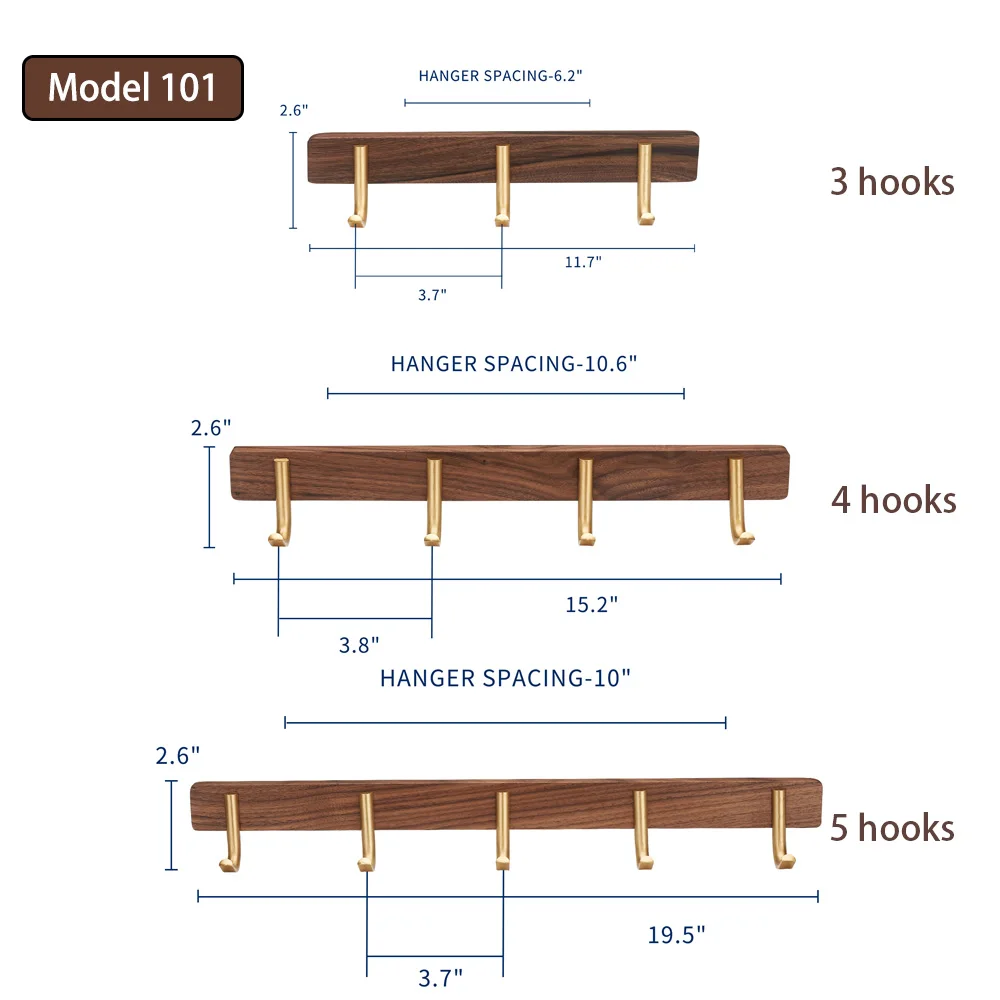 SARIHOSY Wall Hooks Coat Rack Walnut Wood Wall Mounted Storage Towel Hook for Kitchen Bathroom Accessories Home Decoration Hook