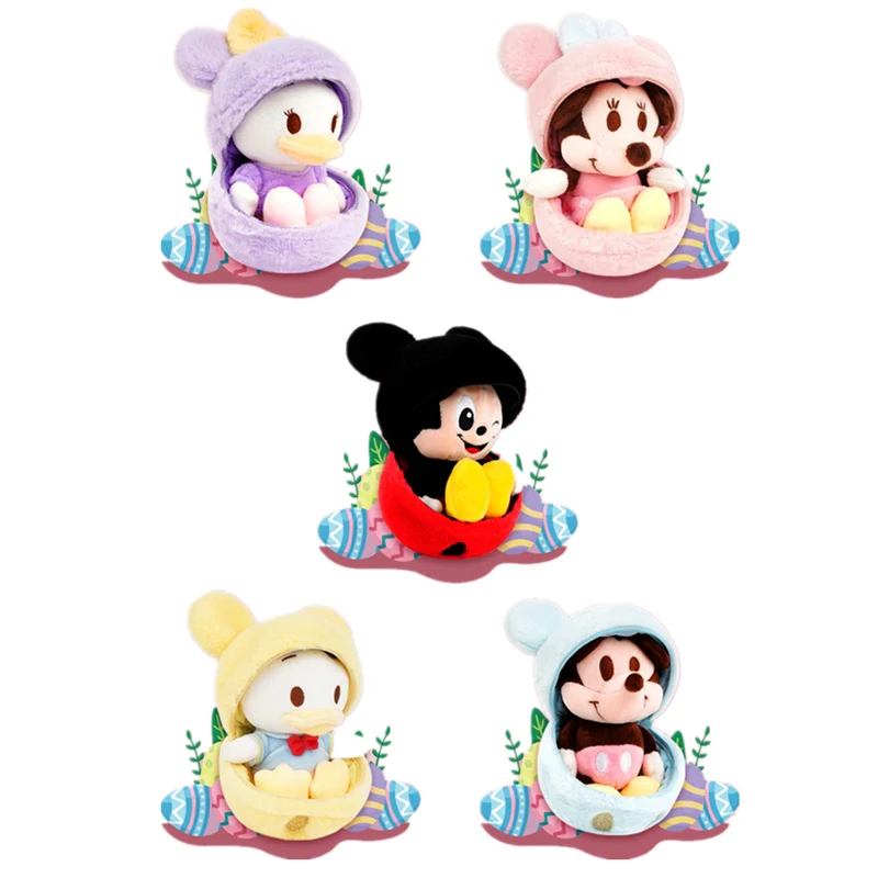 Genuine Disney Keychain Pendant 12 Styles Fruit Egg Plush Doll Anime Mickey Minnie Donald Duck Daisy Plush Toy Kawaii Girl Gift