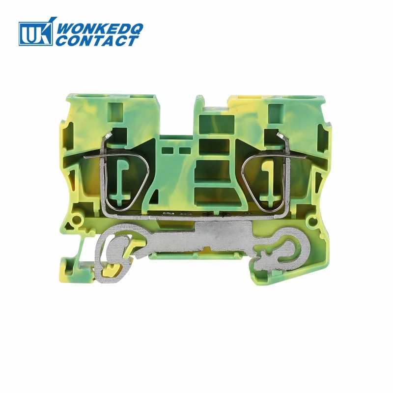 ST10-PE Spring-cage Ground Protective Earth 10 mm² 24 - 8 AWG Wire Electrical Connector Din Rail Terminal Block ST 10-PE