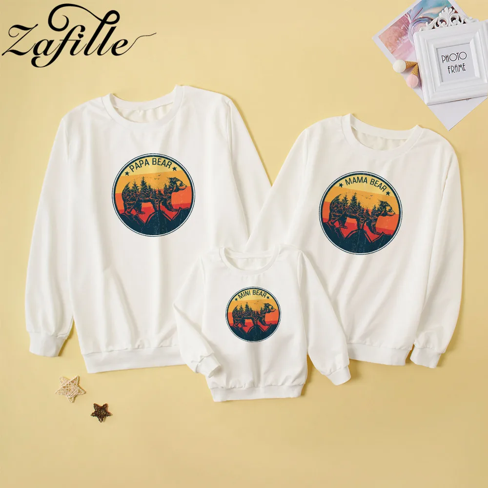 ZAFILLE Family Look Mother and Daughter Clothes Dinosaur Bear Pullover Family Sweatshirts Mother Kids Family Matching Clothes