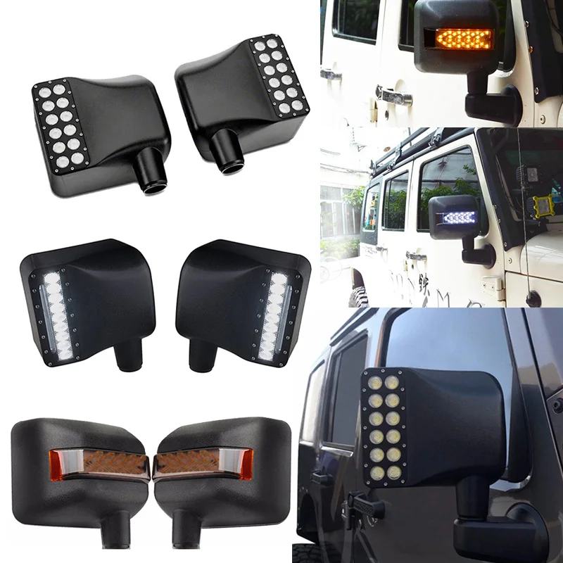 Side View Led Mirrors For 07-17 Jeep Wrangler JK Off Road Turn Signal Lights