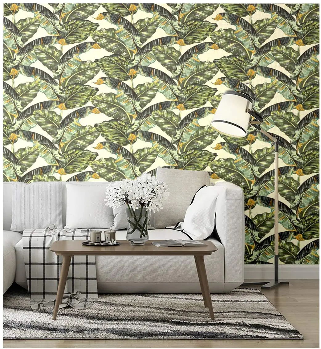 custom Green Banana Leaf Wallpapers for living room decor Trees Wallpaper Waterproof Thicken 3D mural Mural decoration Stickers
