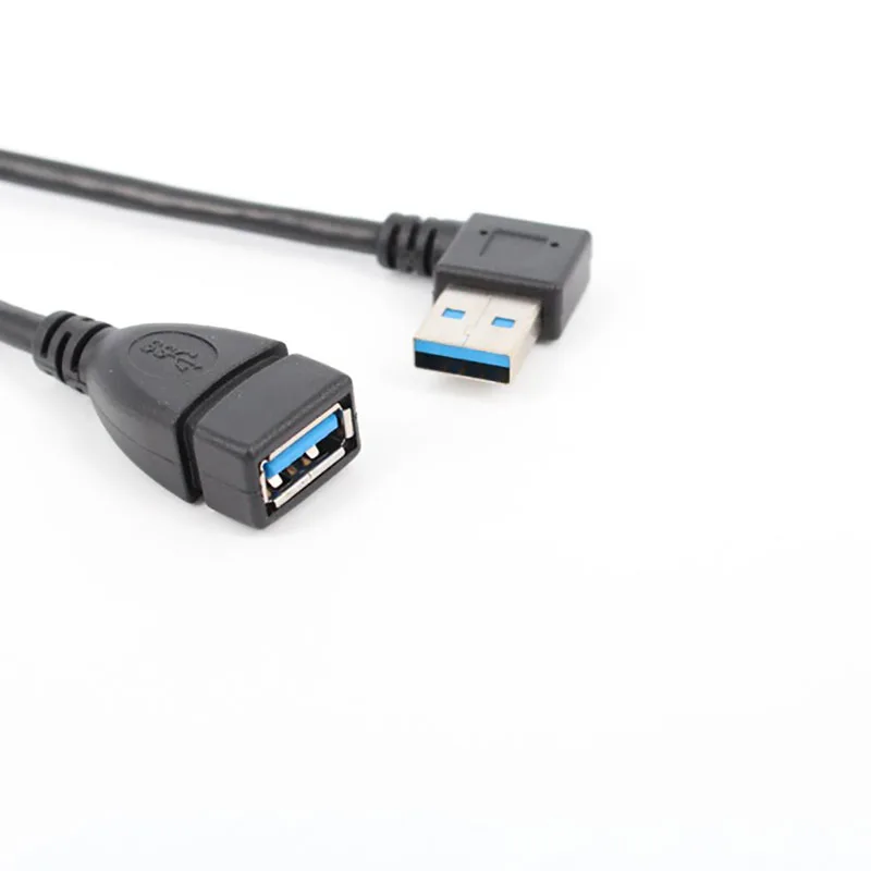 Kabel ekstensi USB 3.0 kanan/kiri/atas/bawah, kabel ekstensi 90 derajat pria ke wanita, kabel adaptor USB, kabel ekstensi