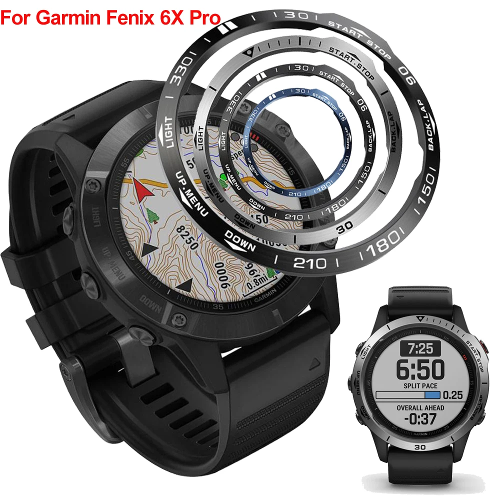 ل Garmin fenix 7/5/6X برو/6X ساعة ياقوت الحافة الدائري الفولاذ المقاوم للصدأ لاصق المضادة للخدش الغطاء الواقي RingsAccessories
