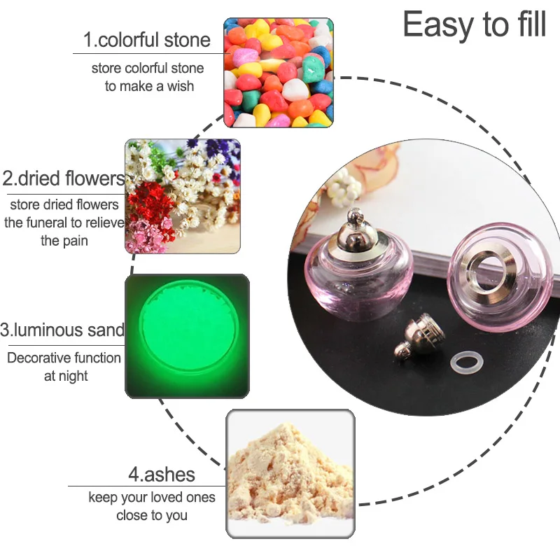 2PCS 20MM Colorful Glass Apple with Metal Screw Cap Mini Vials Pendants Tiny Vial Ring Glass Vial Pendant Diy Jewelry Finding