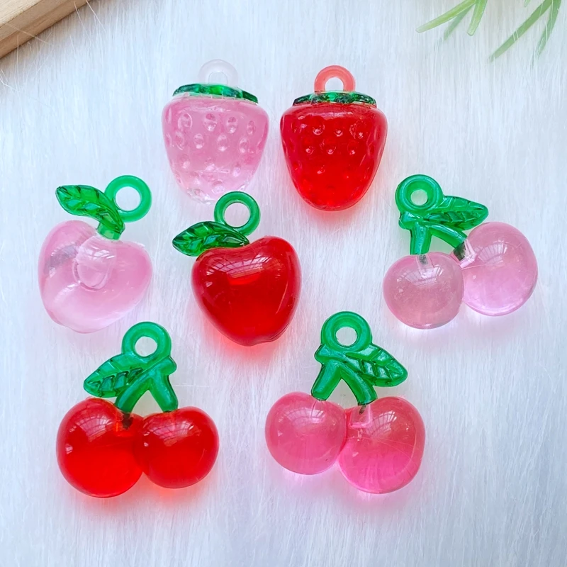 10Pcs New Cute Three Dimensional Perforated Fruit Series Cabochon Scrapbooking Hair Bow Center Embellishments DIY Accessories