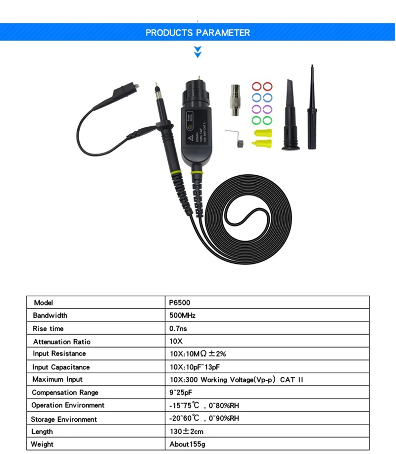 P6100 Oscilloscope Probe DC-100MHz Scope Clip Probe 200Mhz 500Mhz PK8100 PK8200  X1 X10 Osciloscopio Test Probes 300V 600V 1200V