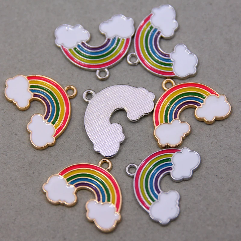 6pcs 20*24*2mm  Rainbow Cloud Shape Alloy Enamel Pendants Charms for Jewelry Making DIY Bracelet Necklace diy accessories