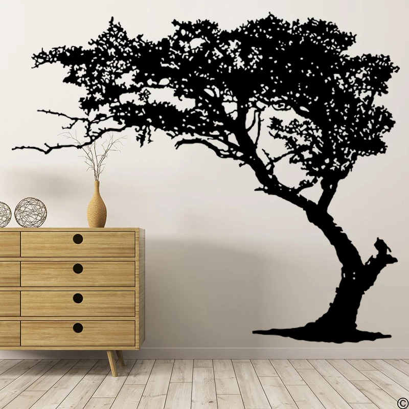 Large Vintage Tree Branch Wall Sticker Retro Trees Leaves Jungle Forest Wall Decal Kids Room Nursery Office Vinyl Home Decor view 2